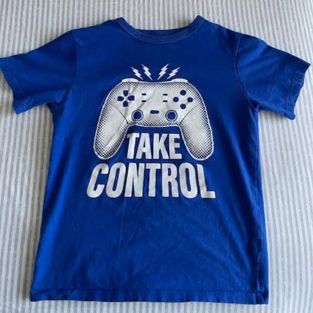 Boy's Children's Place Blue Take Control Gamer Graphic Tee Size 5/6 Blue cotton